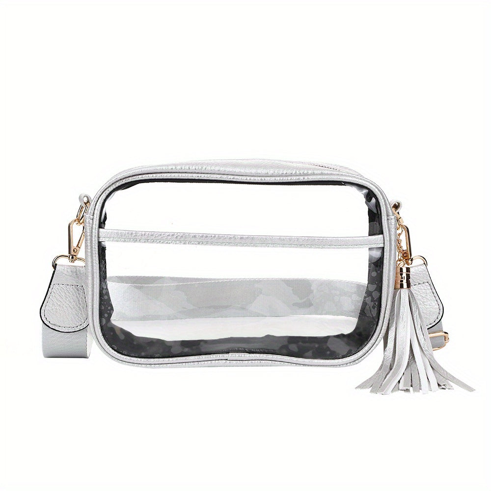 Women's TPU Transparent Crossbody Bag with Zipper Closure