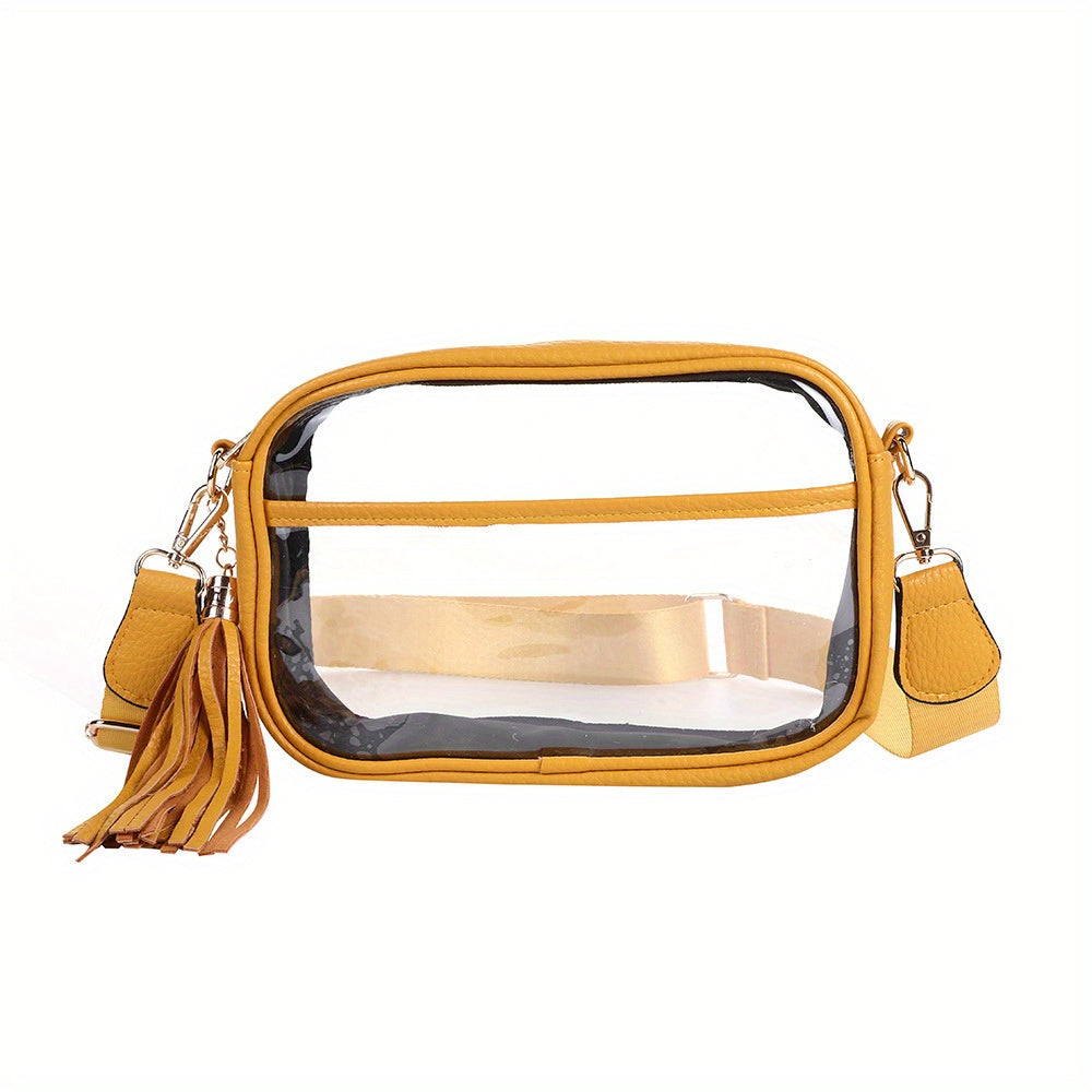 Women's TPU Transparent Crossbody Bag with Zipper Closure