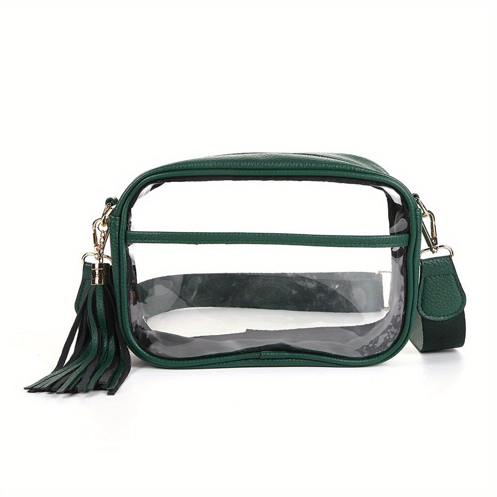 Women's TPU Transparent Crossbody Bag with Zipper Closure