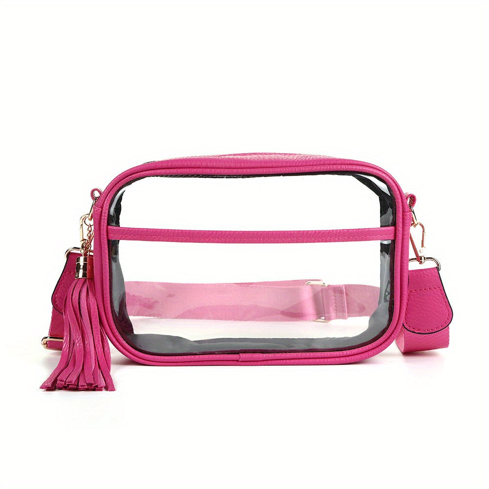 Women's TPU Transparent Crossbody Bag with Zipper Closure