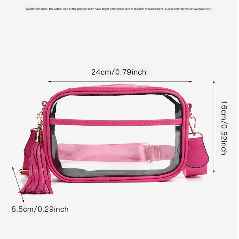 Women's TPU Transparent Crossbody Bag with Zipper Closure