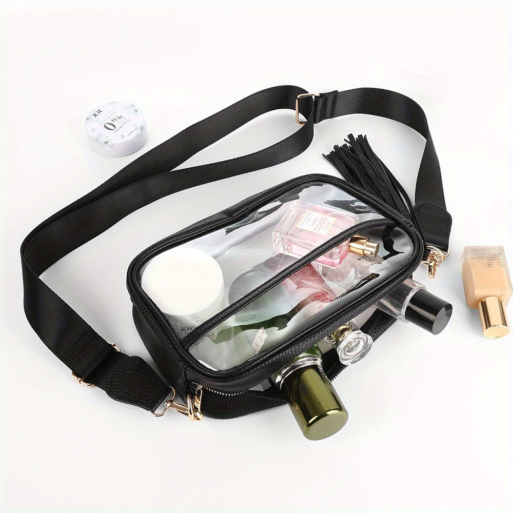 Women's TPU Transparent Crossbody Bag with Zipper Closure