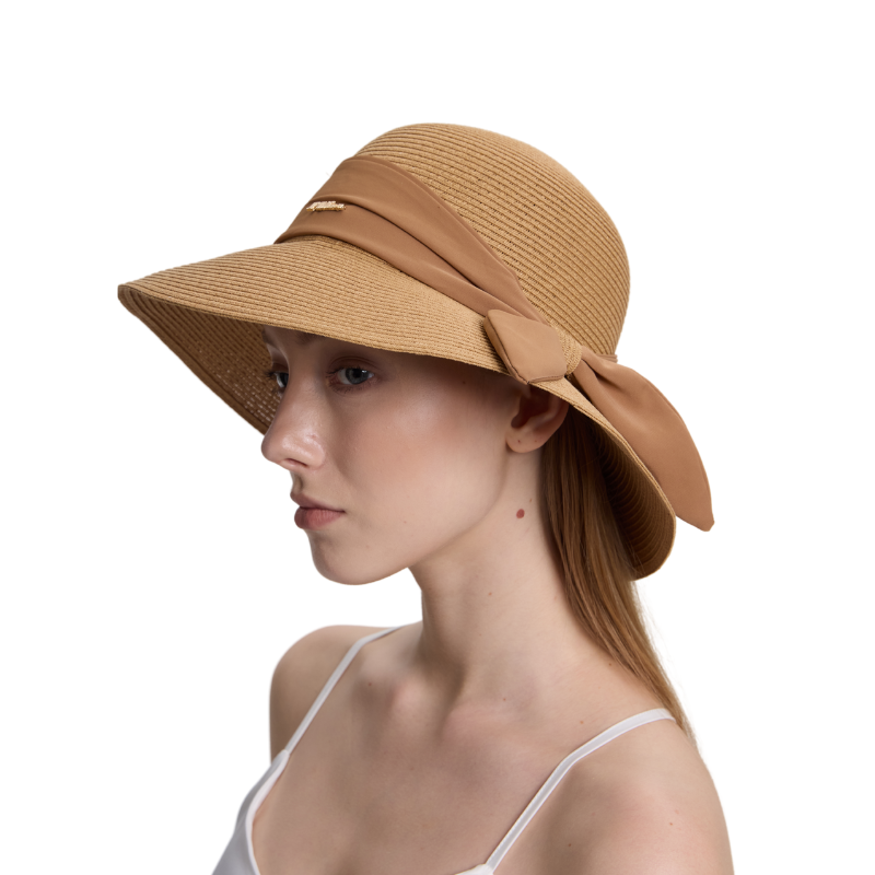 Classic Wide Brim Straw Hat with Elegant Ribbon Bow - Timeless Summer Style