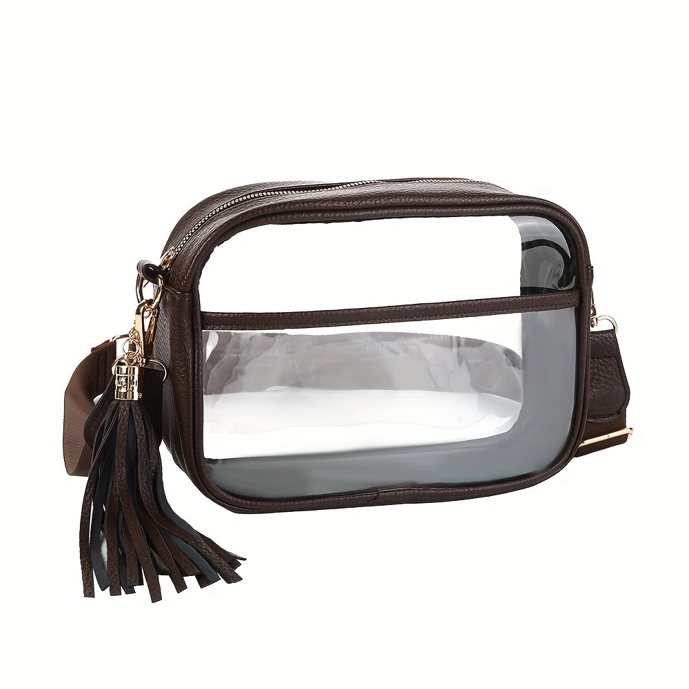 Women's TPU Transparent Crossbody Bag with Zipper Closure