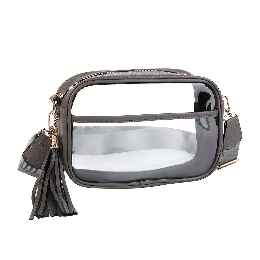 Women's TPU Transparent Crossbody Bag with Zipper Closure