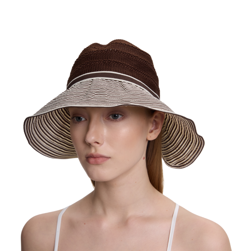 Vintage Inspired Striped Straw Hat - Wide Brim Sun Protection