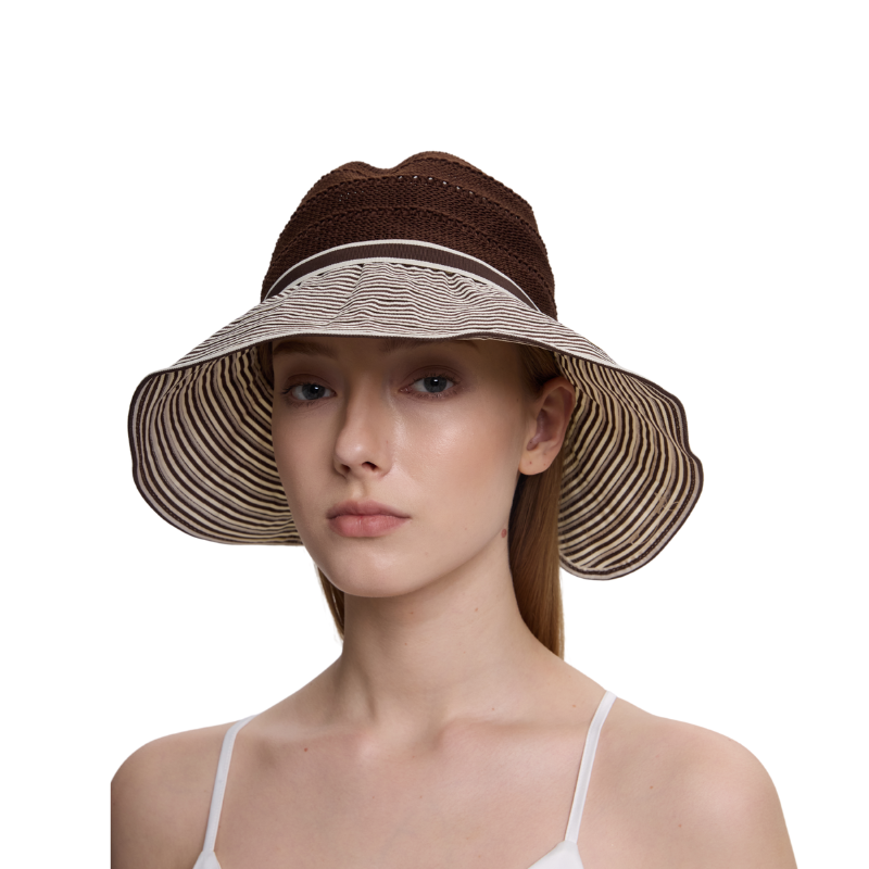 Vintage Inspired Striped Straw Hat - Wide Brim Sun Protection