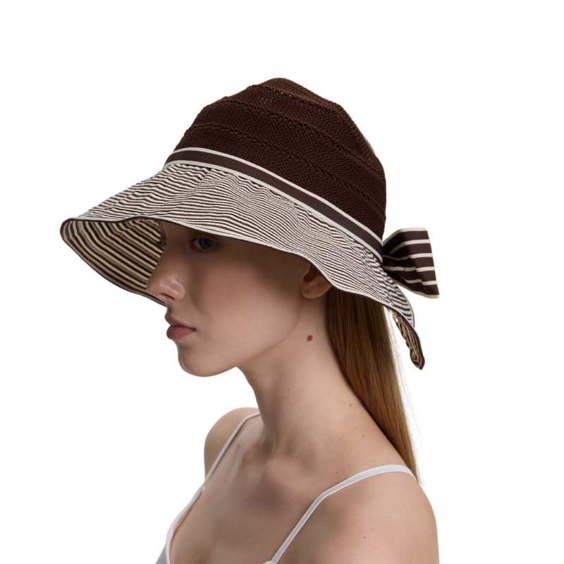 Vintage Inspired Striped Straw Hat - Wide Brim Sun Protection