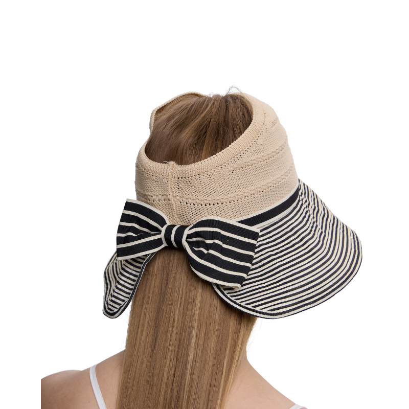 Vintage Inspired Striped Straw Hat - Wide Brim Sun Protection