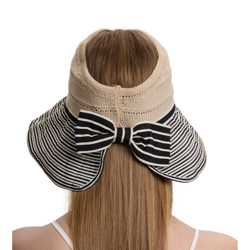 Vintage Inspired Striped Straw Hat - Wide Brim Sun Protection