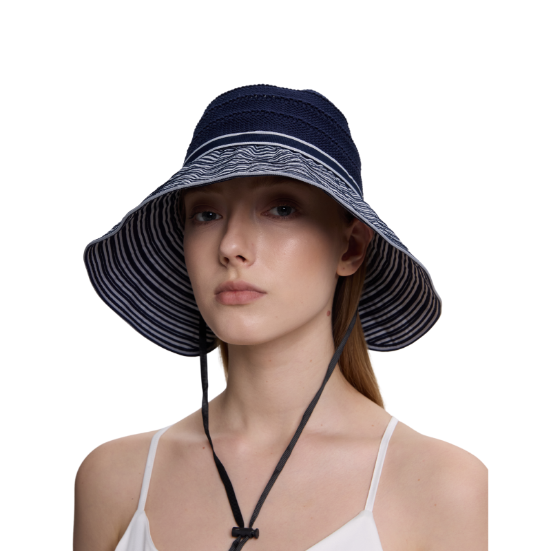 Vintage Inspired Striped Straw Hat - Wide Brim Sun Protection