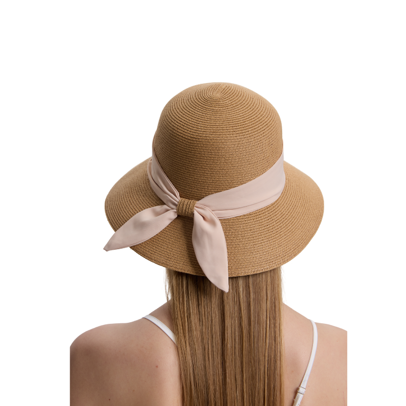 Classic Wide Brim Straw Hat with Elegant Ribbon Bow - Timeless Summer Style
