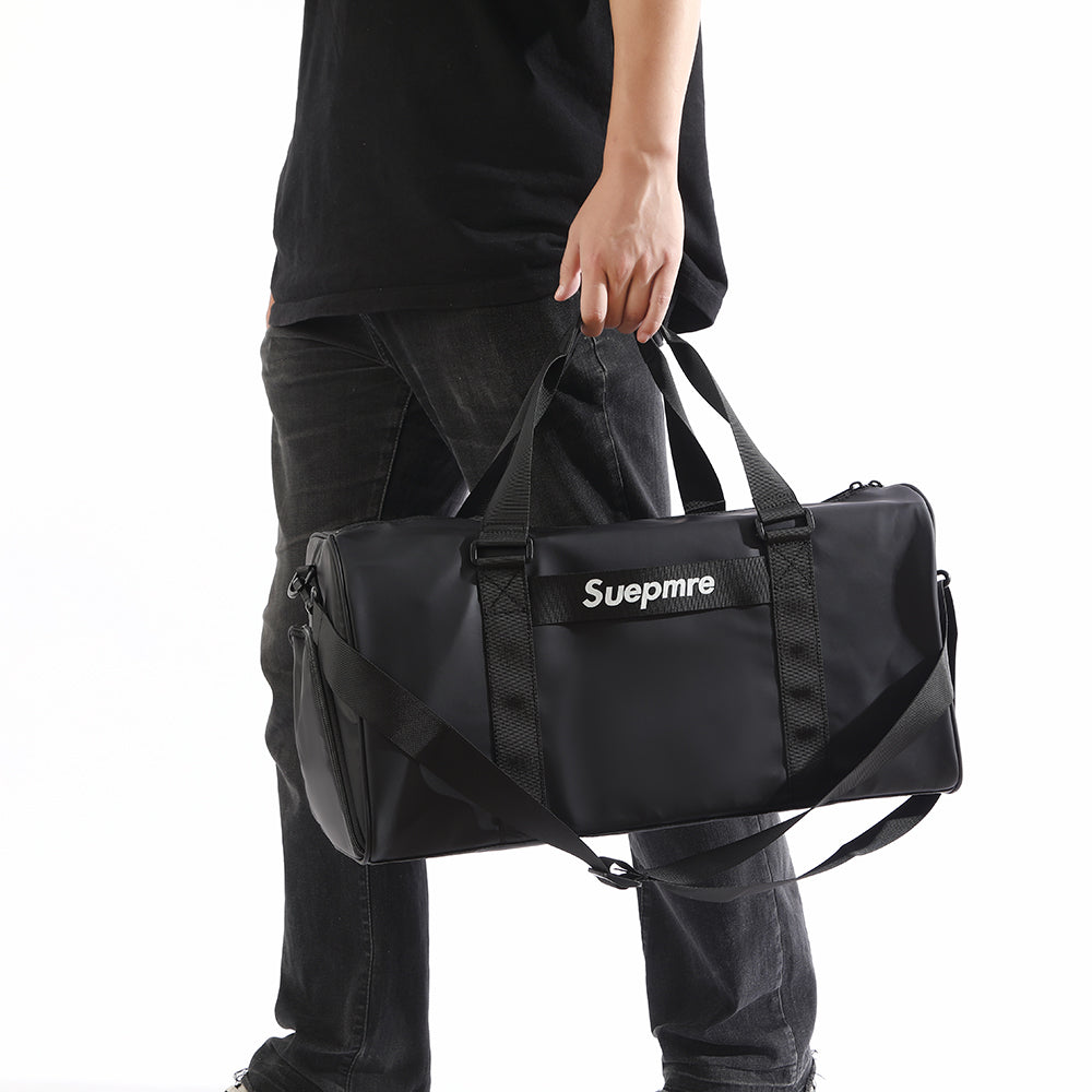 Black Waterproof Sports Duffel Bag with Shoe Compartment - Large Capacity Travel Gym Bag for Men & Women