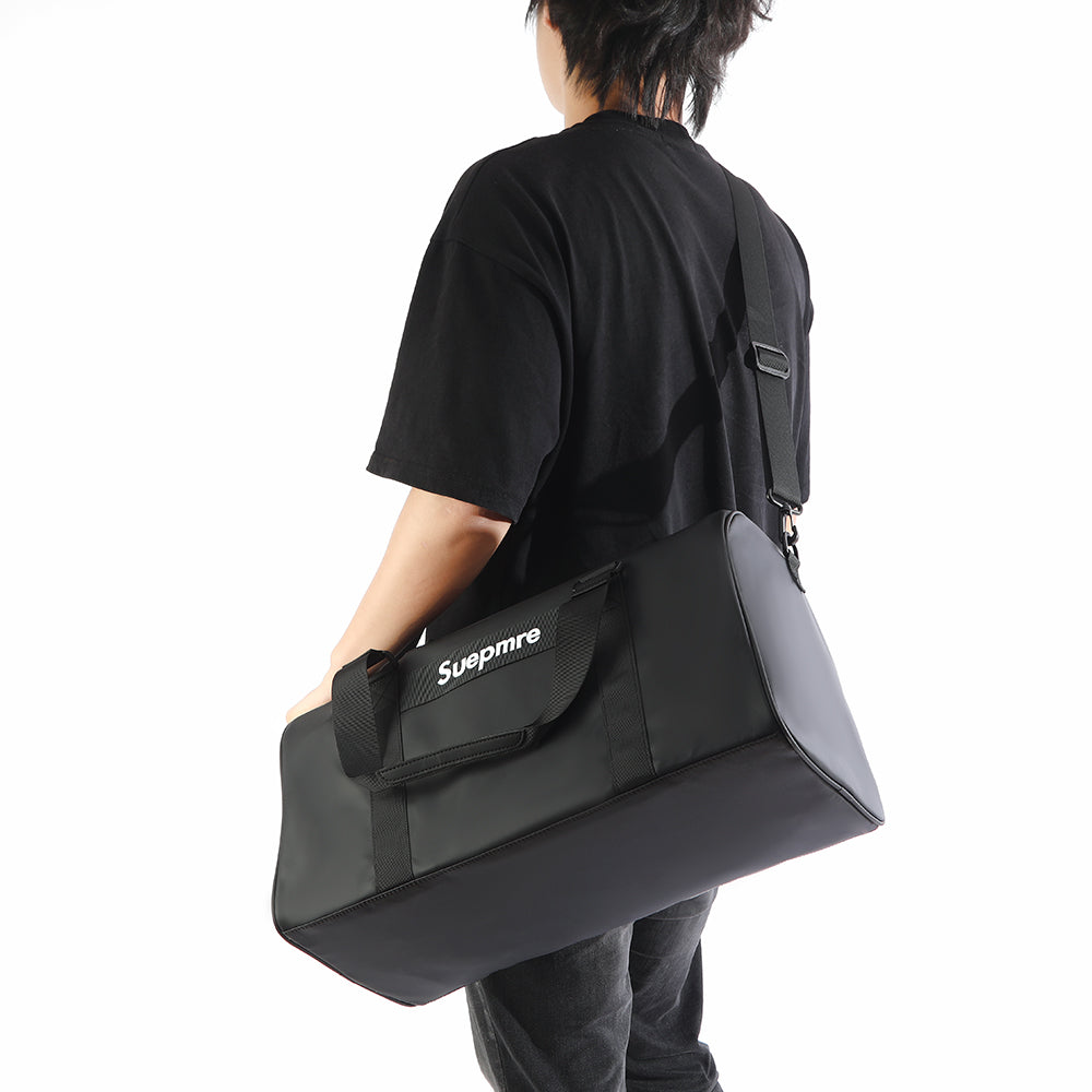 Black Waterproof Sports Duffel Bag with Shoe Compartment - Large Capacity Travel Gym Bag for Men & Women