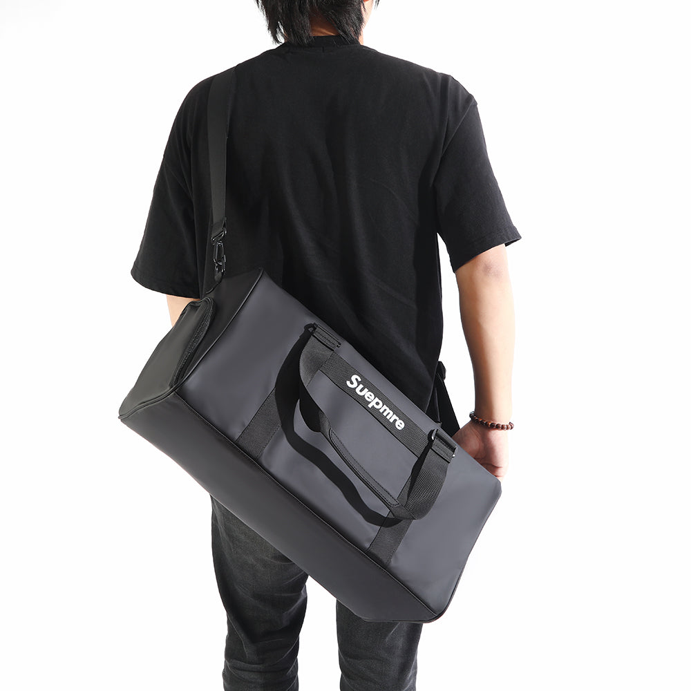 Black Waterproof Sports Duffel Bag with Shoe Compartment - Large Capacity Travel Gym Bag for Men & Women