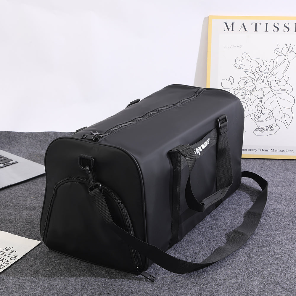 Black Waterproof Sports Duffel Bag with Shoe Compartment - Large Capacity Travel Gym Bag for Men & Women