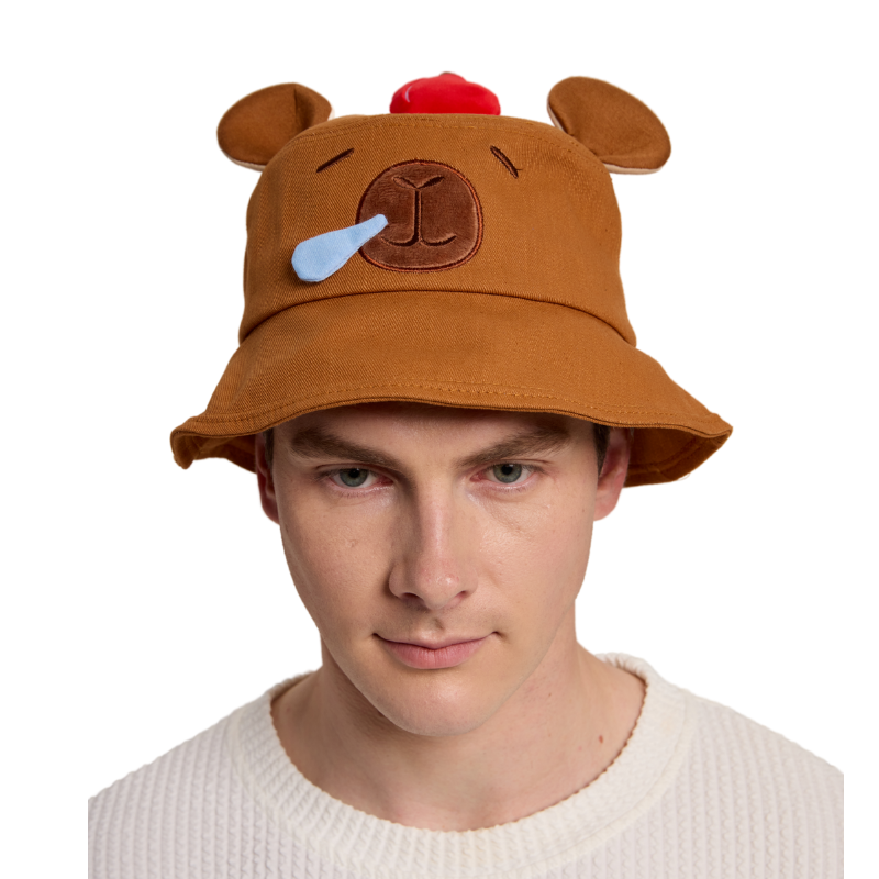 Adorable 3D Animal Bucket Hats - Kawaii Capybara & Frog Characters