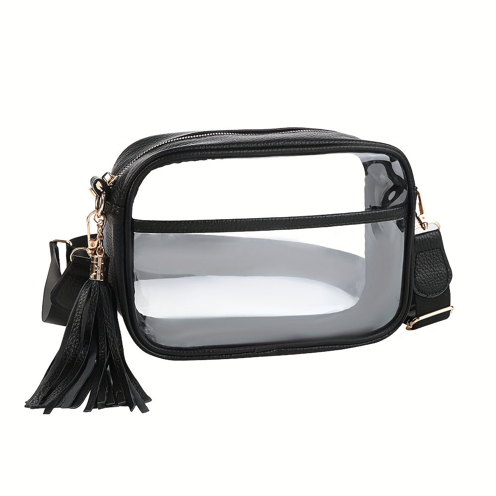 Women's TPU Transparent Crossbody Bag with Zipper Closure