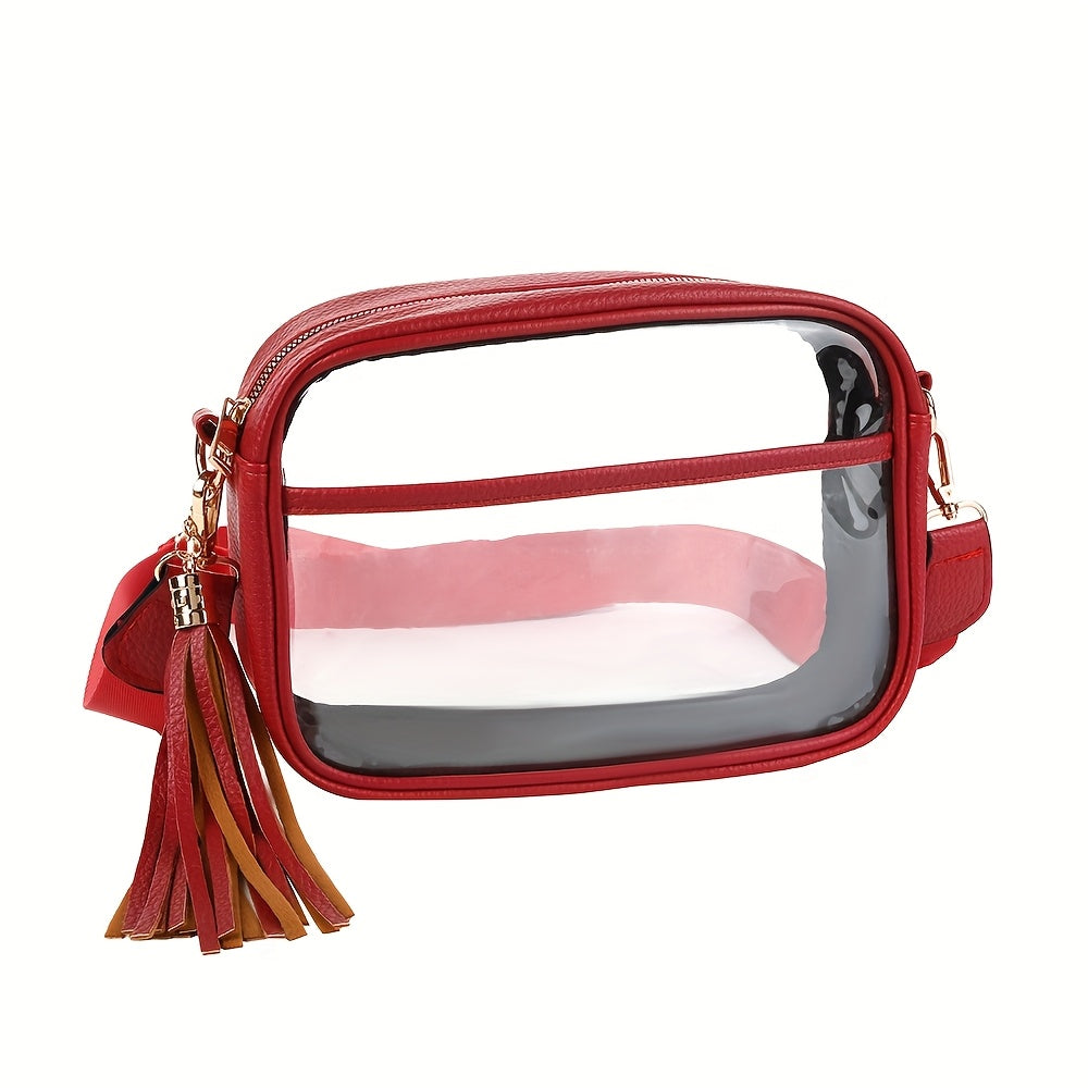 Women's TPU Transparent Crossbody Bag with Zipper Closure
