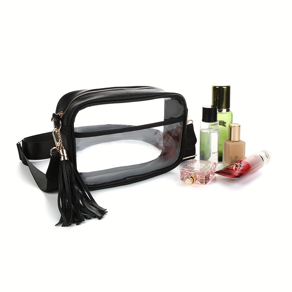 Women's TPU Transparent Crossbody Bag with Zipper Closure