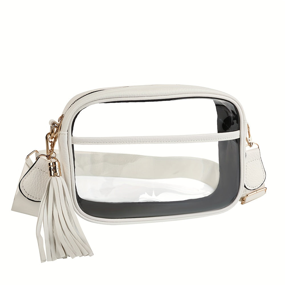 Women's TPU Transparent Crossbody Bag with Zipper Closure