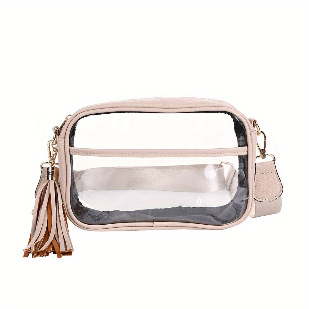 Women's TPU Transparent Crossbody Bag with Zipper Closure