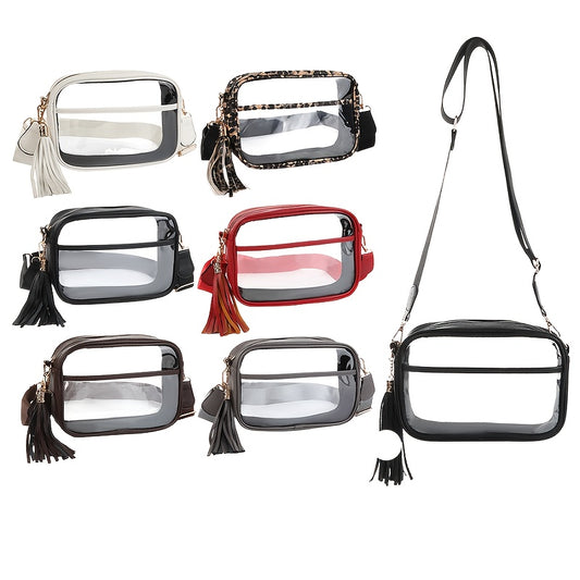 Women's TPU Transparent Crossbody Bag with Zipper Closure