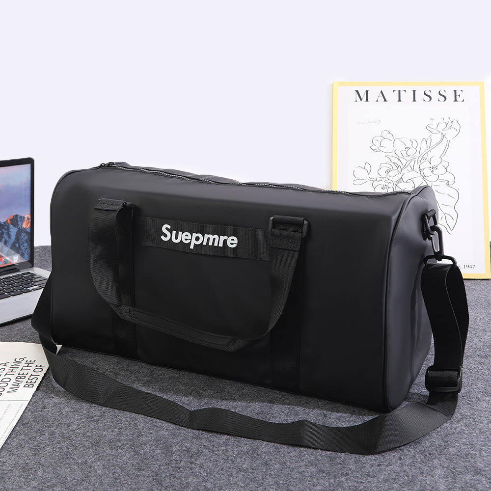 Black Waterproof Sports Duffel Bag with Shoe Compartment - Large Capacity Travel Gym Bag for Men & Women